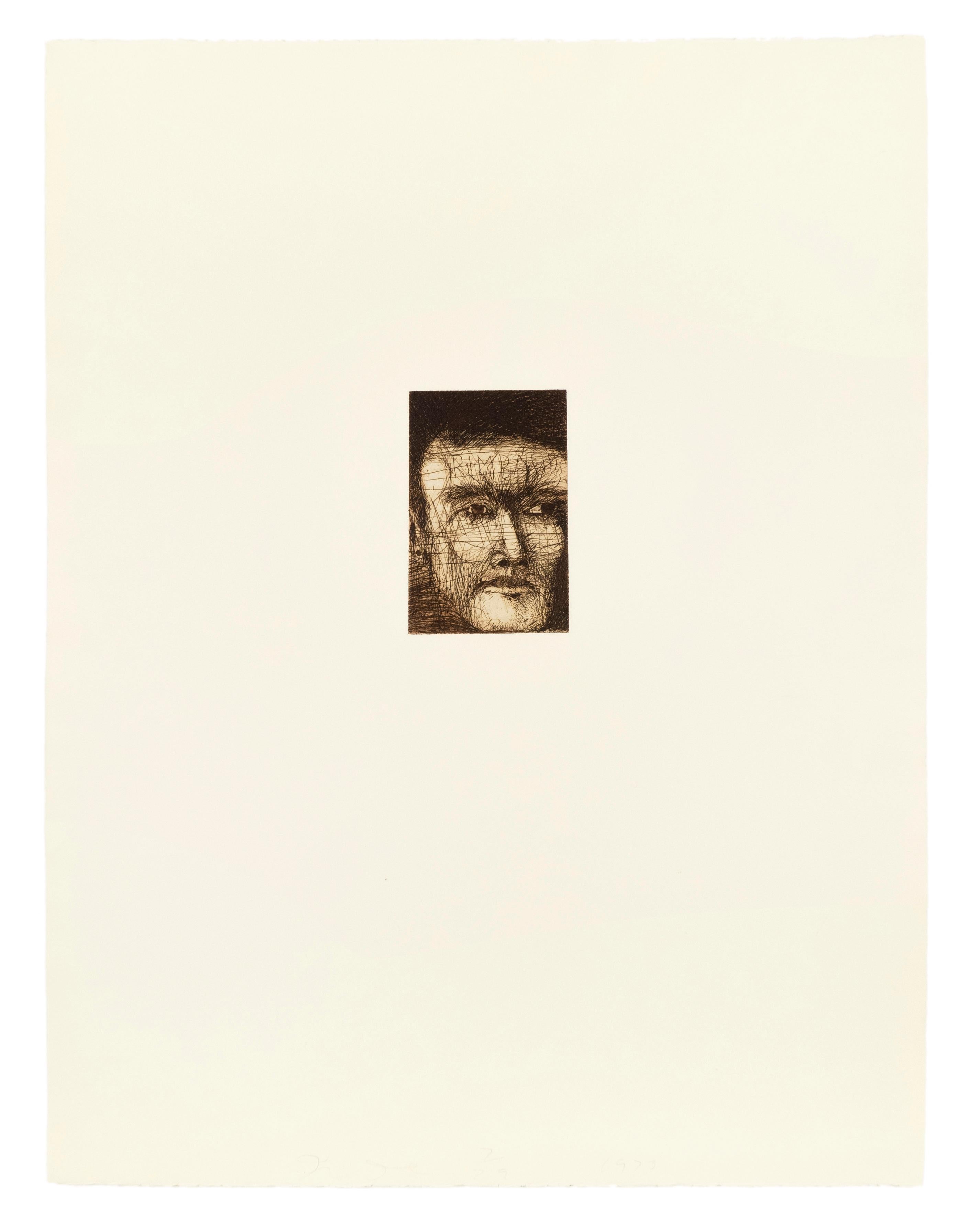 Jim Dine Rimbaud, der Couchtisch Exporter, Dichterporträt in erdfarbenem Sepia  im Angebot 1