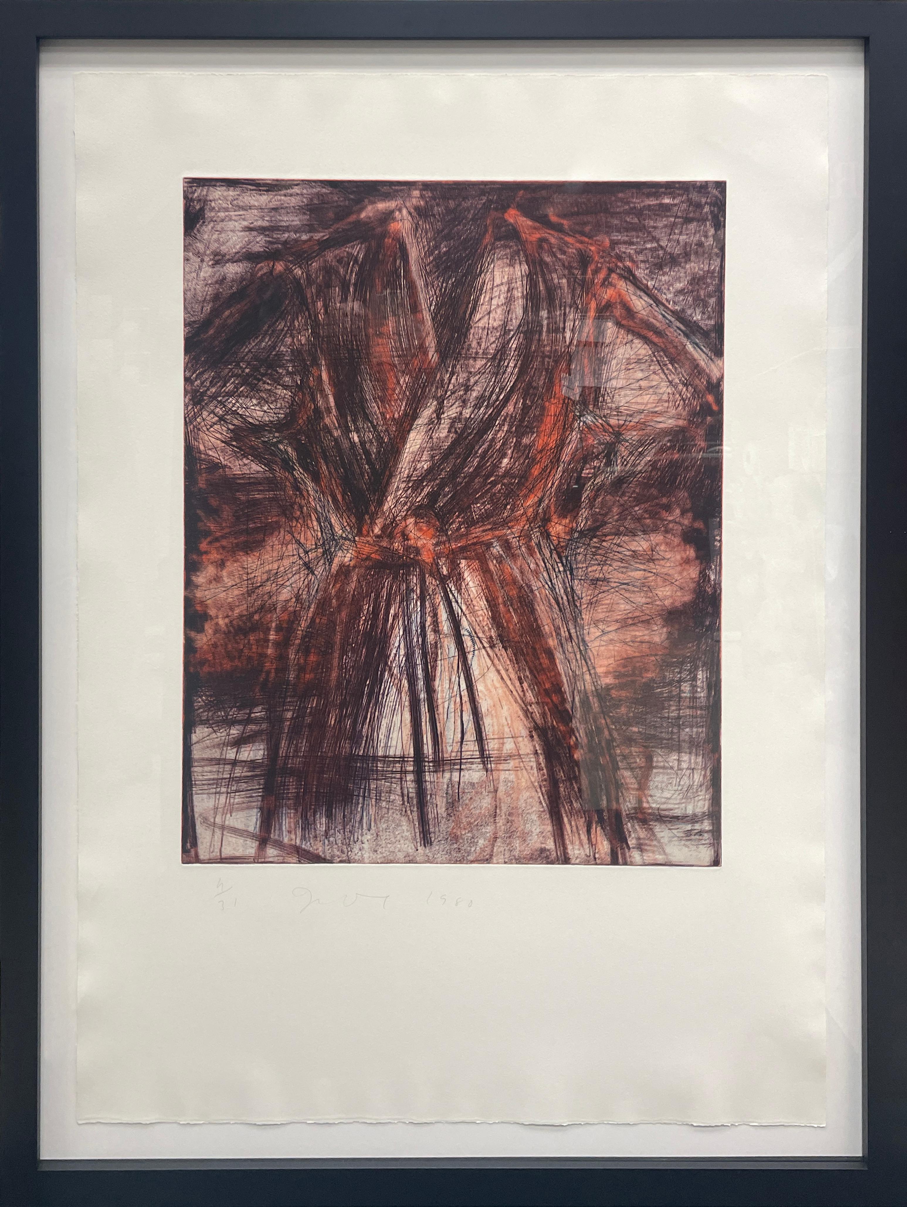  
Jim Dine

Robe in Furnace

Original etching in colors on copperplate deluxe paper
From the rare, limited edition impression 4 of 31
Hand signed by artist and numbered
Image Size 27.75 x 21.6 in (70.5 x 54.9 cm)
Sheet Size: 42.1 X 29.5 in (107 x 75