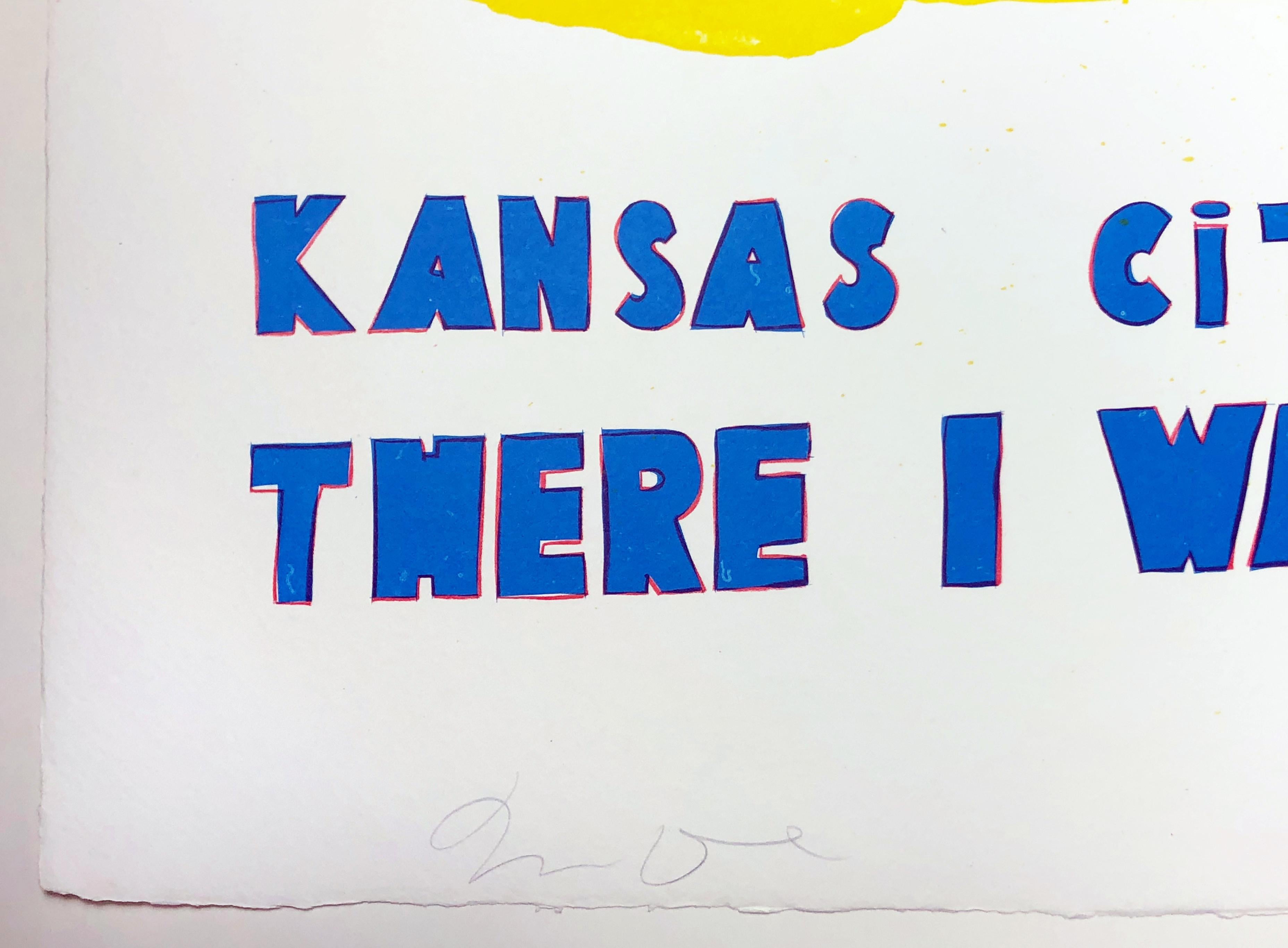 Dort war ich (Oo La La) Jim Dine, Kansas City, phallischer, leuchtend gelber Gedichtdruck im Angebot 3