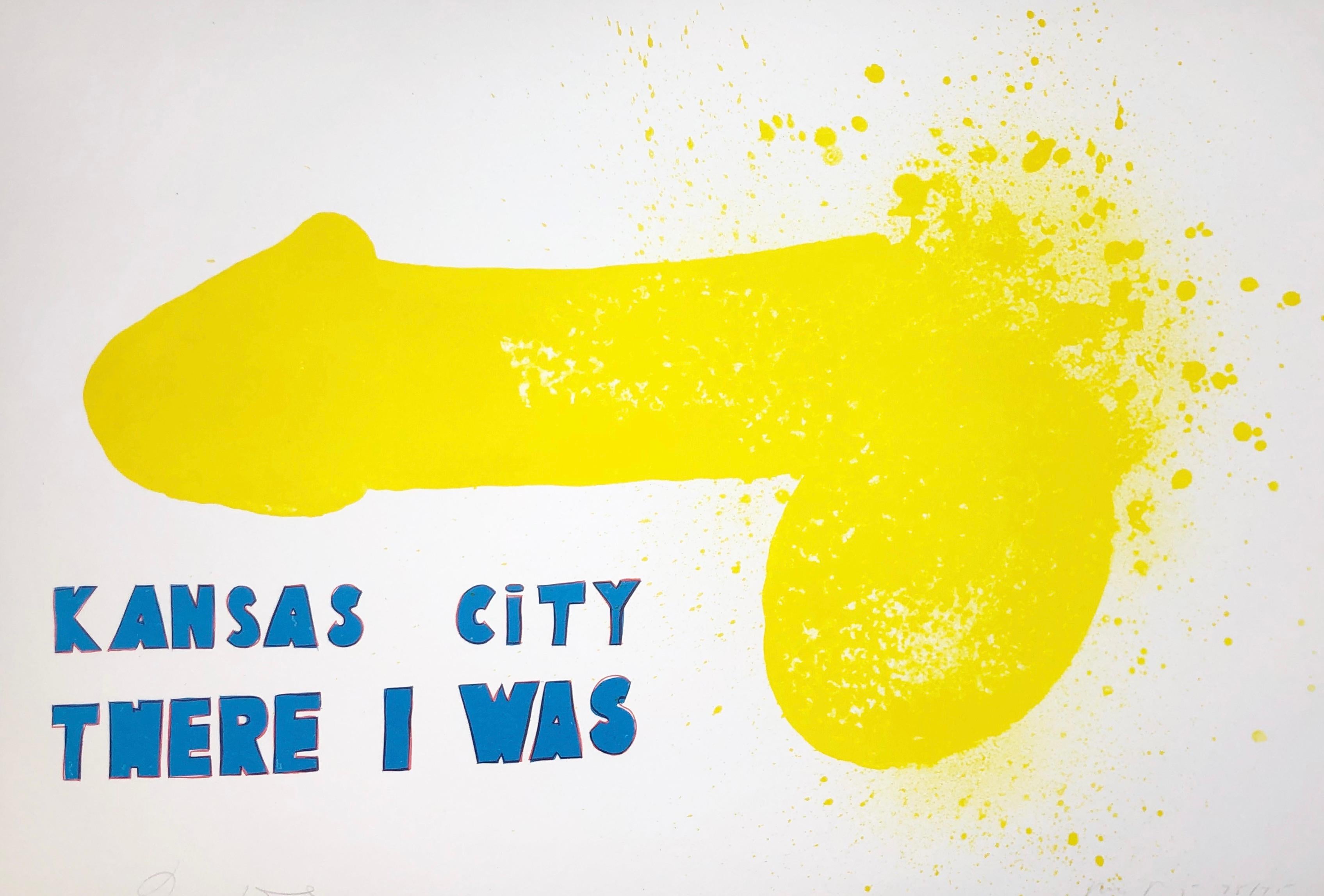 Kansas City There I was (Oo La La) Jim Dine, gravure de poésie phallique jaune vif