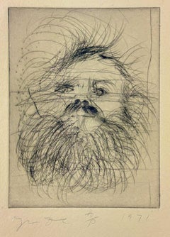 Vintage Self Portrait by Jim Dine (plate four from Self Portraits portfolio 1971)
