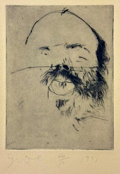 Vintage Self Portrait by Jim Dine (plate seven from Self Portraits portfolio 1971)