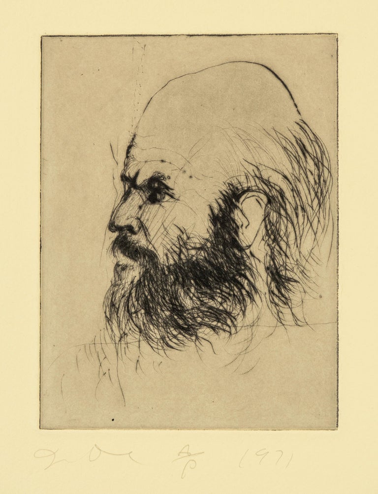 Jim Dine Self Portrait from 'Self Portraits' portfolio old masters style drawing - Print by Jim Dine