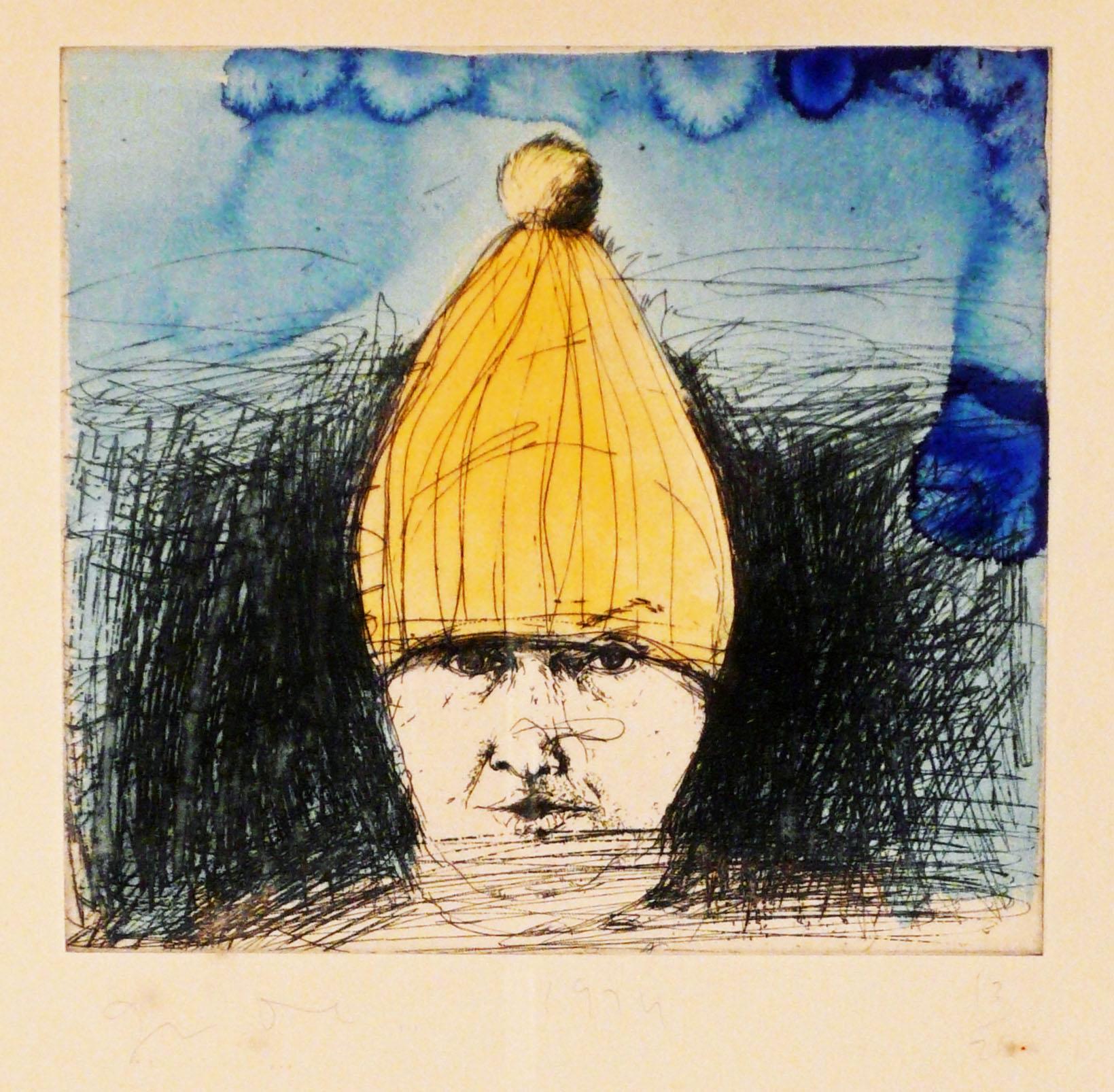 Jim Dine Portrait Print - SELF-PORTRAIT IN A SKI HAT