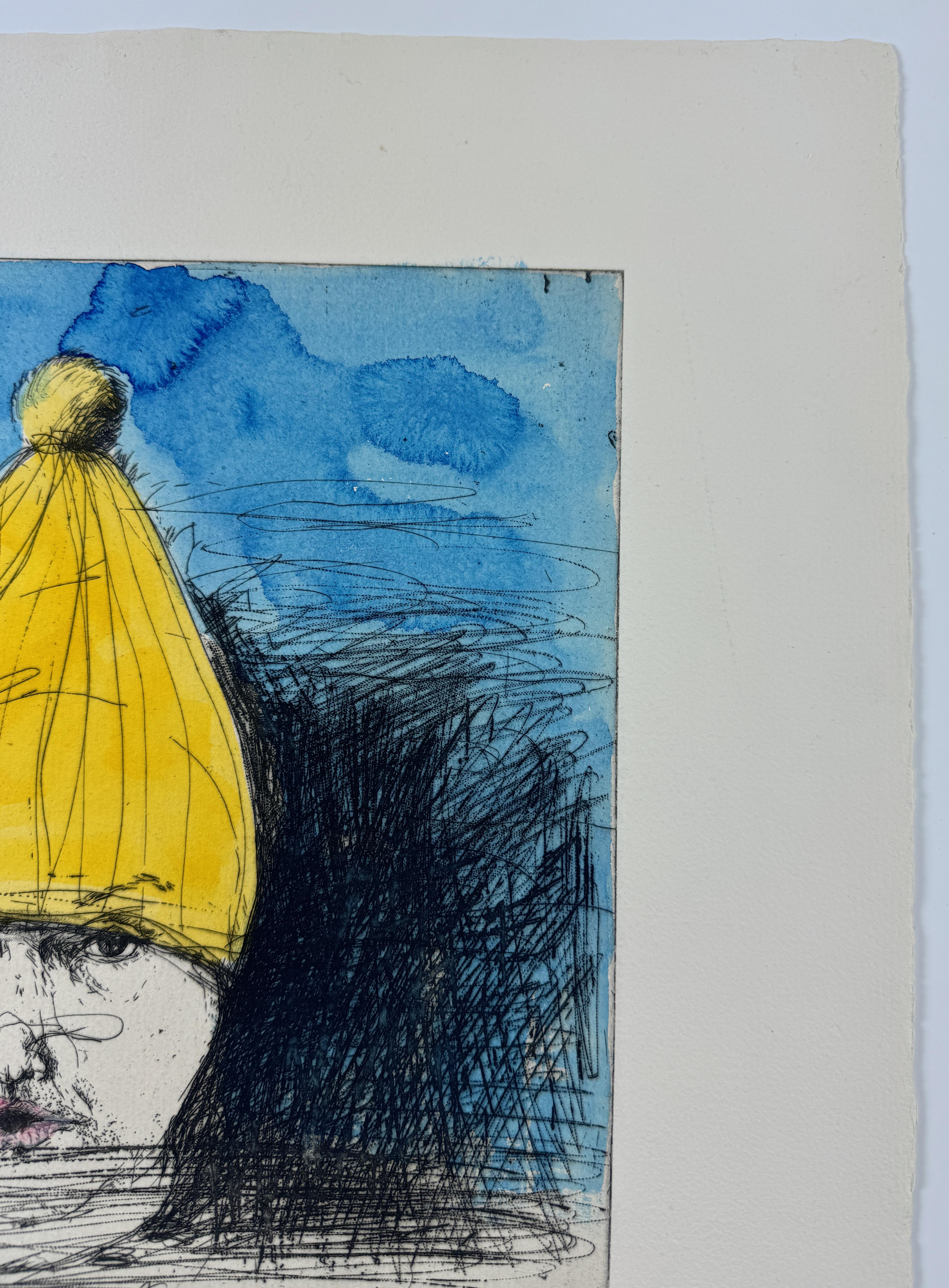 Autorretrato con gorro de esquí (en color) primer estado de Jim Dine aguafuerte pintado en venta 4