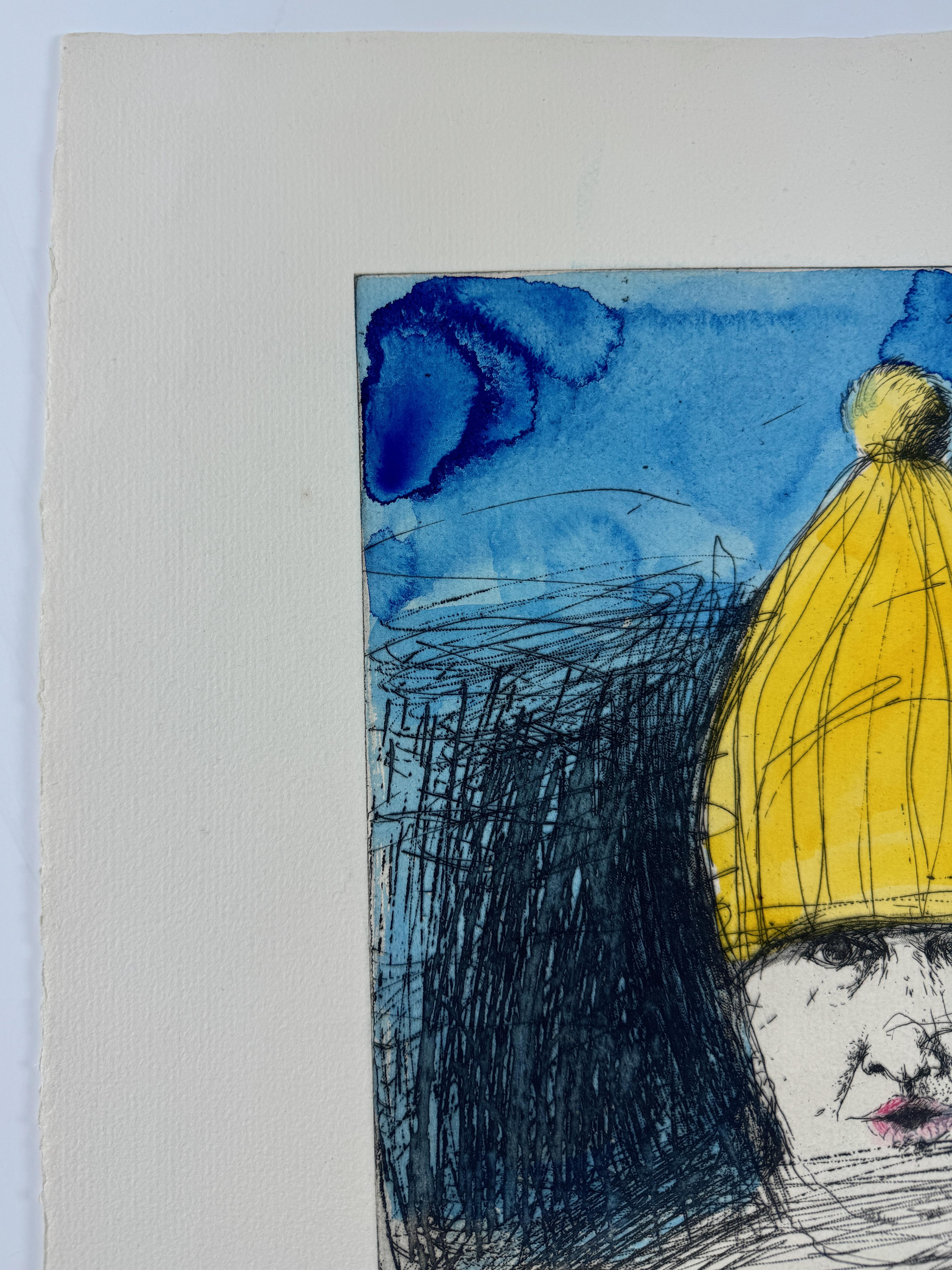 Autorretrato con gorro de esquí (en color) primer estado de Jim Dine aguafuerte pintado en venta 5