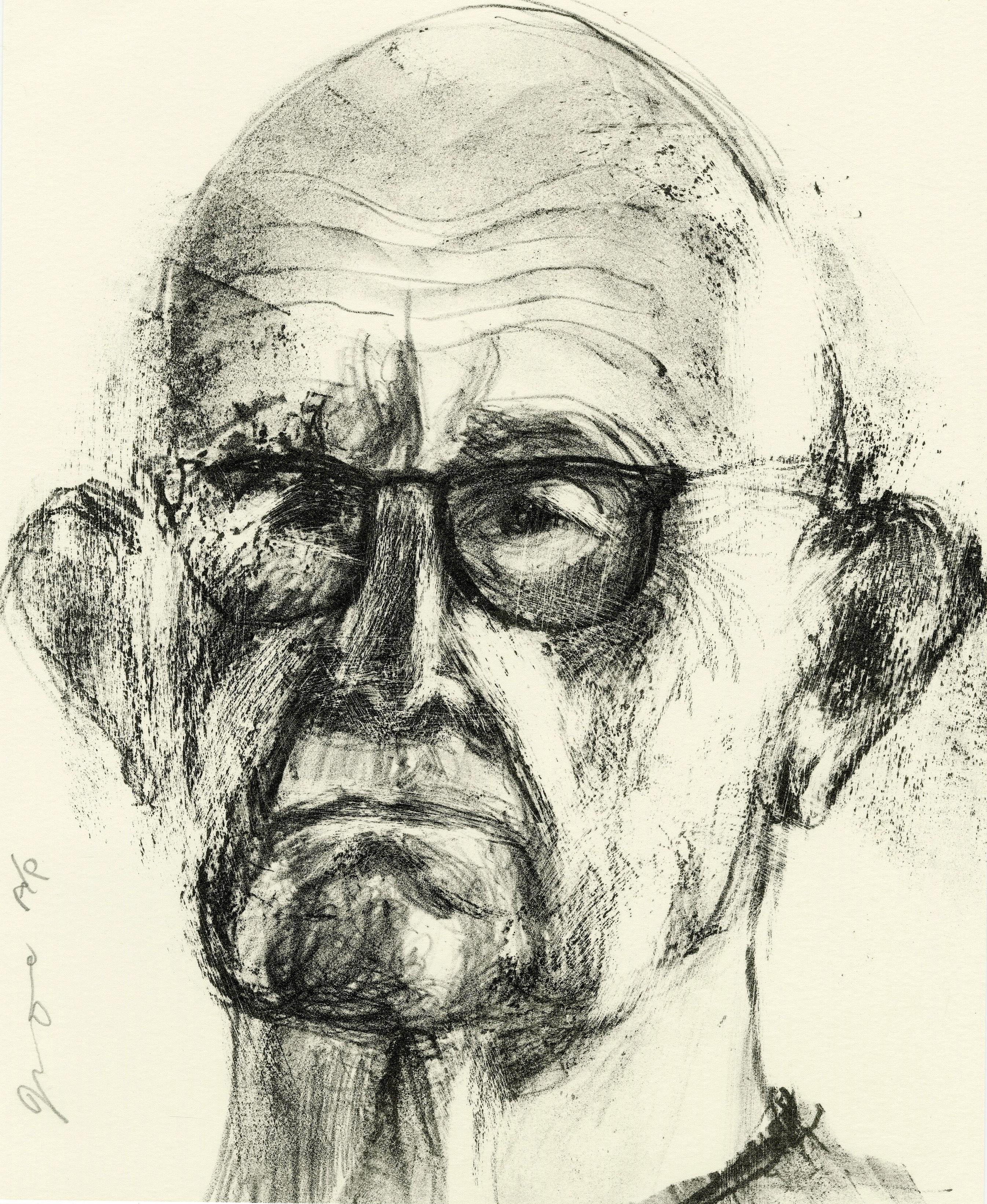 Autorretrato del famoso pintor y grabador estadounidense Jim Dine, 2020