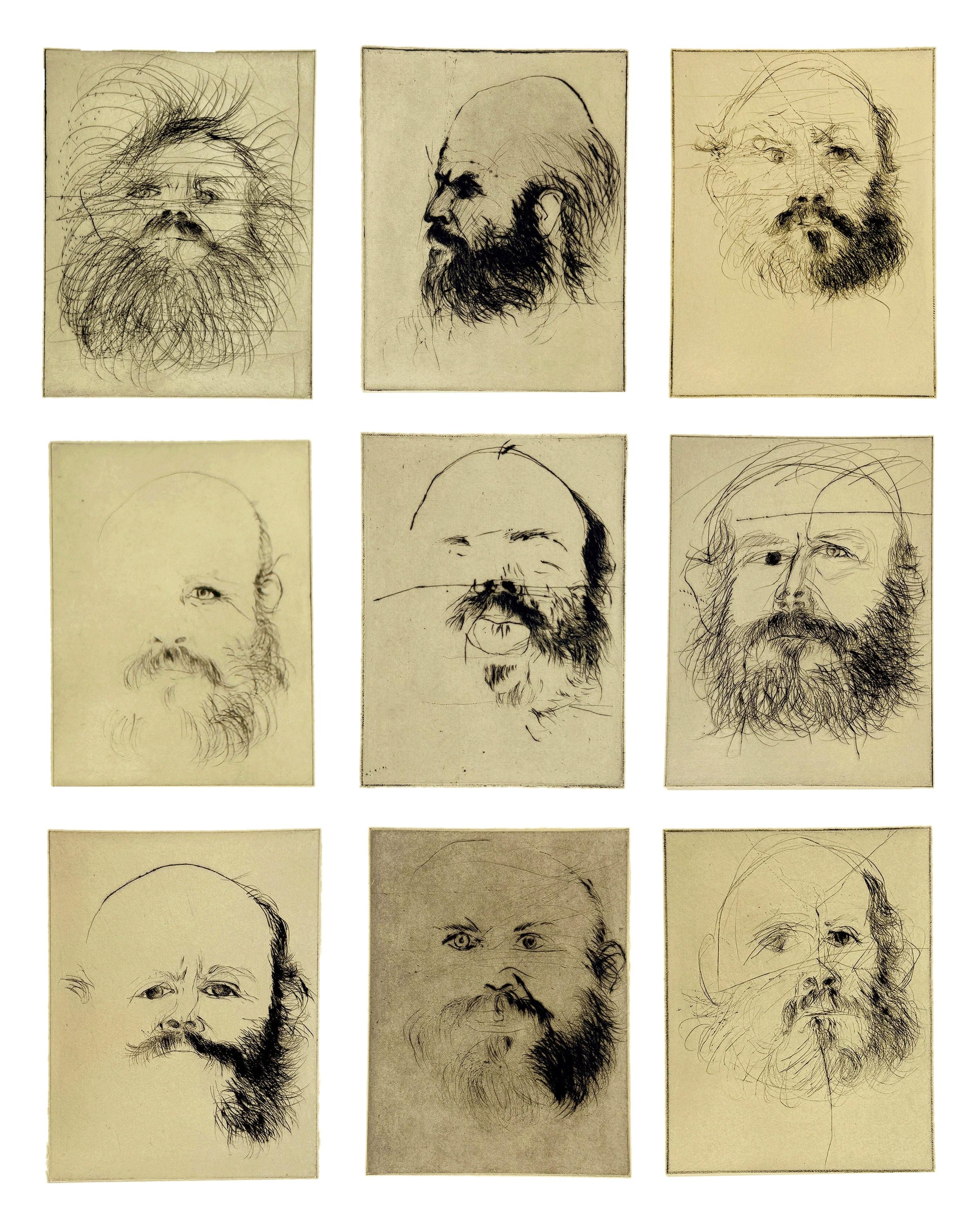 Self-Portrait Jim Dine portfolio di nove autoritratti incisi all'acquatinta in vendita 1