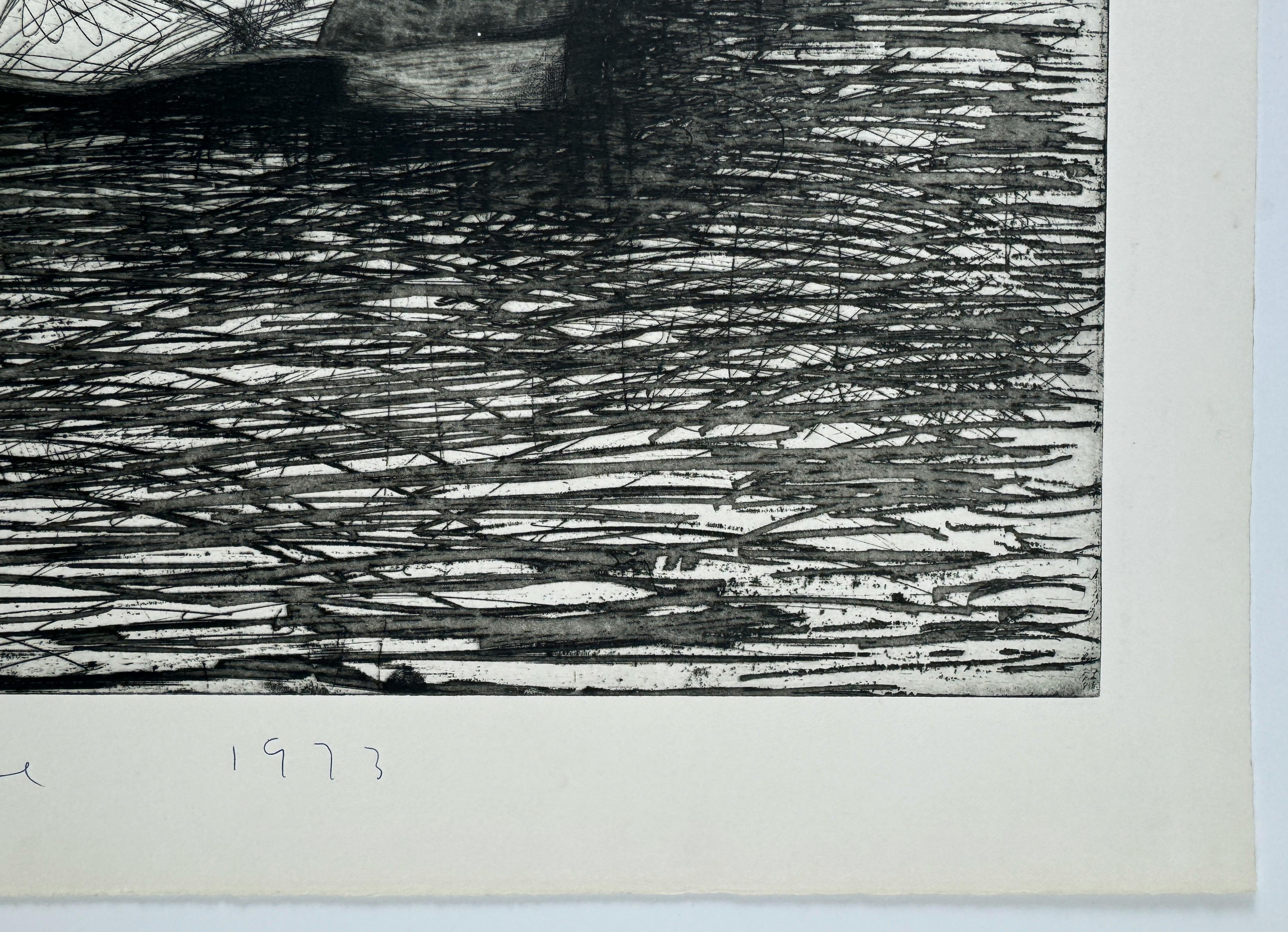 Zapato (tercer estado) de Jim Dine bodegón de zapato de montar en blanco y negro en venta 3