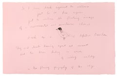 So I lean back (Oo La La) Jim Dine lithograph and Ron Padgett poetry pink bird