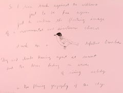 Così mi appoggio (Oo La La) litografia di Jim Dine e poesia di Ron Padgett uccello rosa