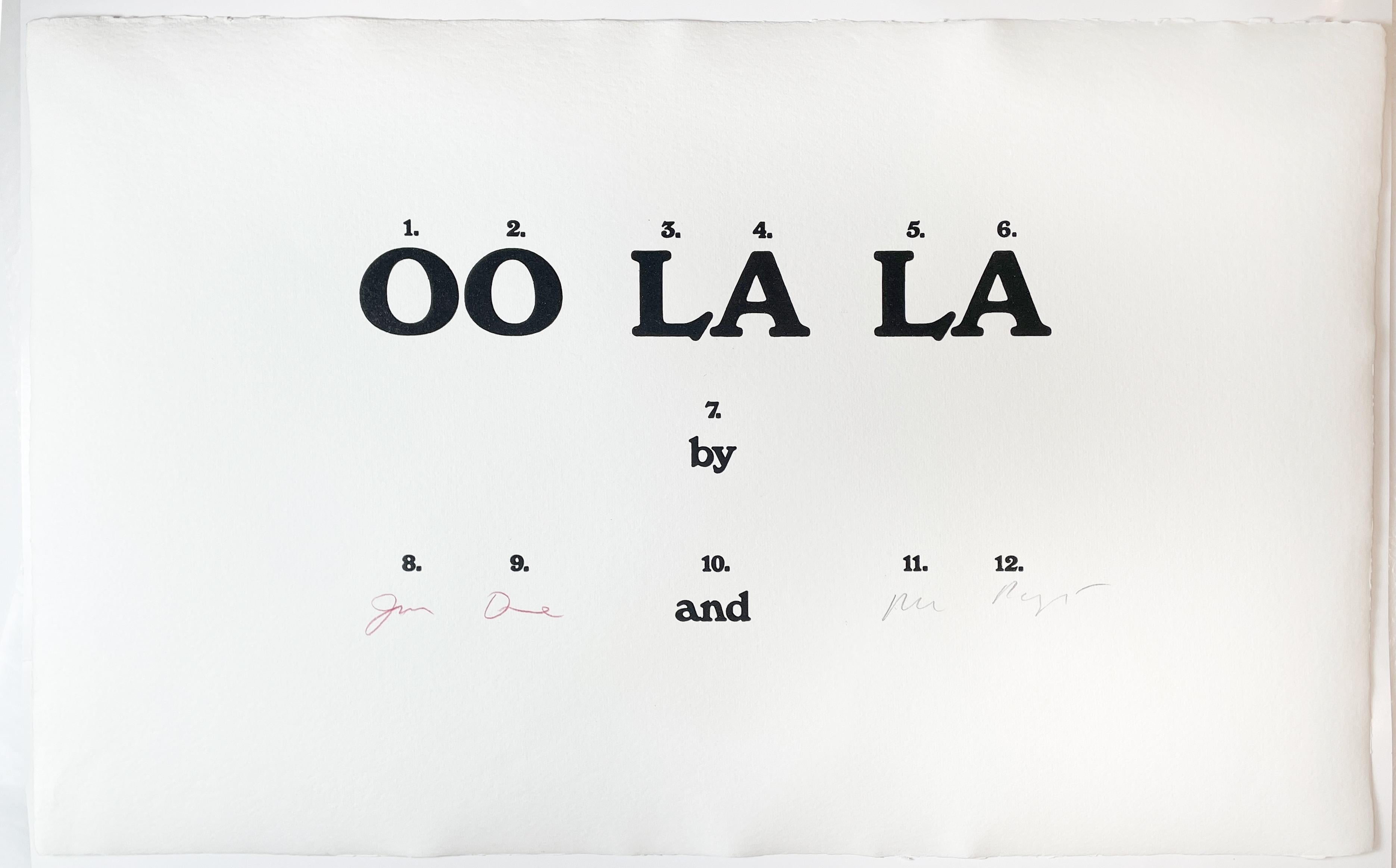 Así que me reclino (Oo La La) Litografía de Jim Dine y poesía de Ron Padgett Pájaro rosa en venta 6