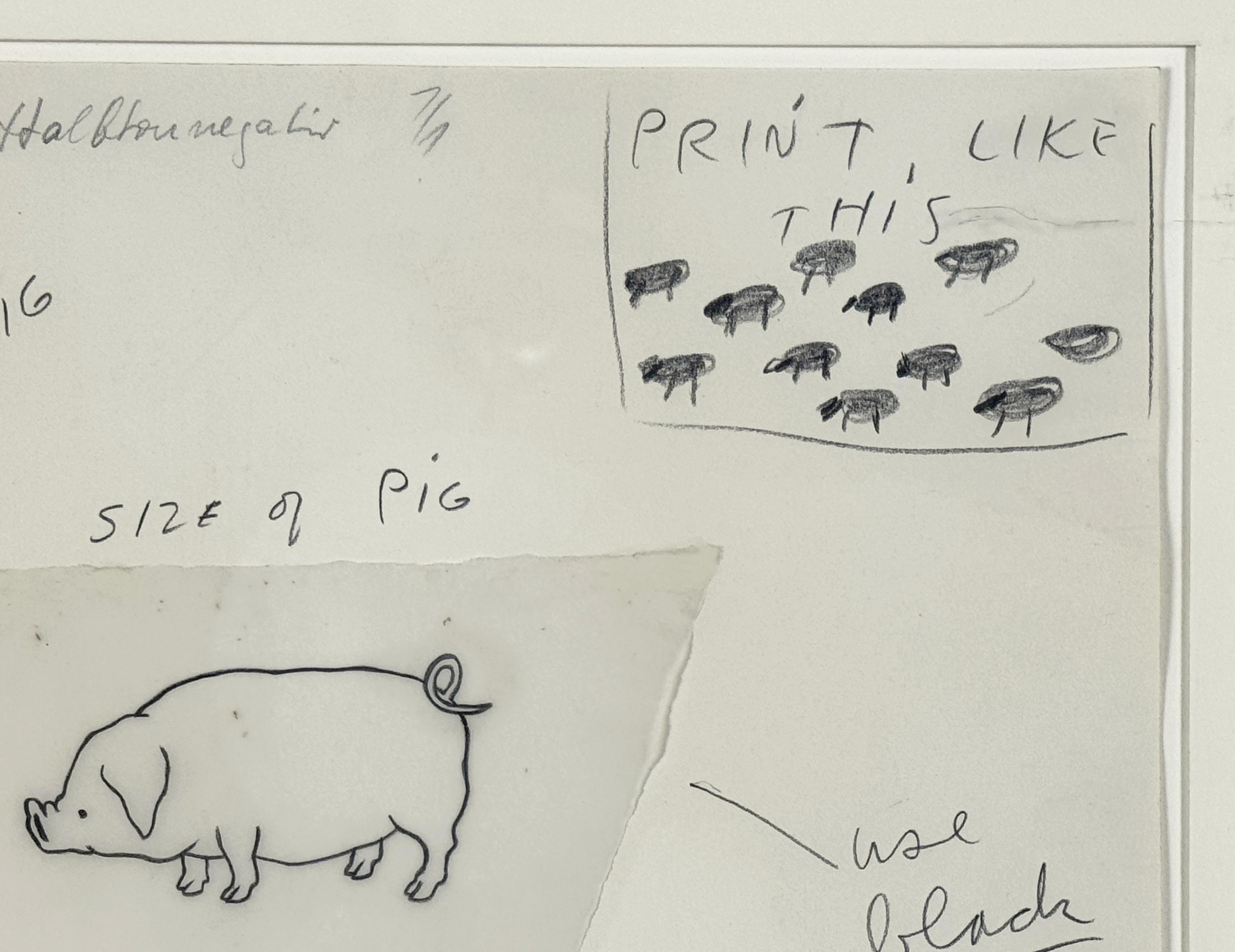 Jim Dine Studie über Schweine für die Oo La La Portfolio-Box mit Ron Padgett blau im Angebot 6