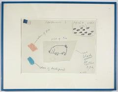 Jim Dine Studie über Schweine für die Oo La La Portfolio-Box mit Ron Padgett blau