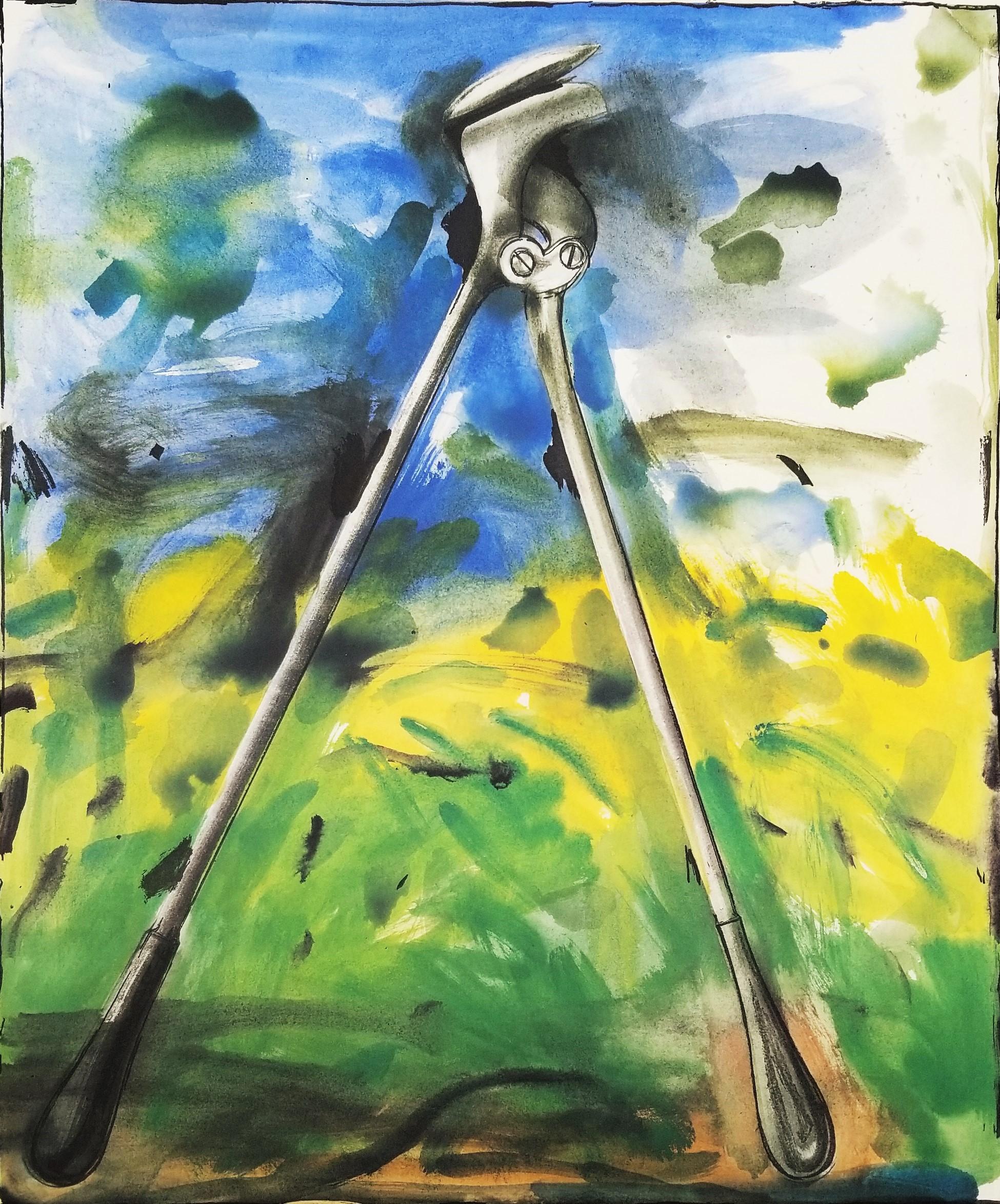 L'attrezzo Astra /// Pop Art contemporanea Jim Dine Chiave inglese Litografia colorata NY