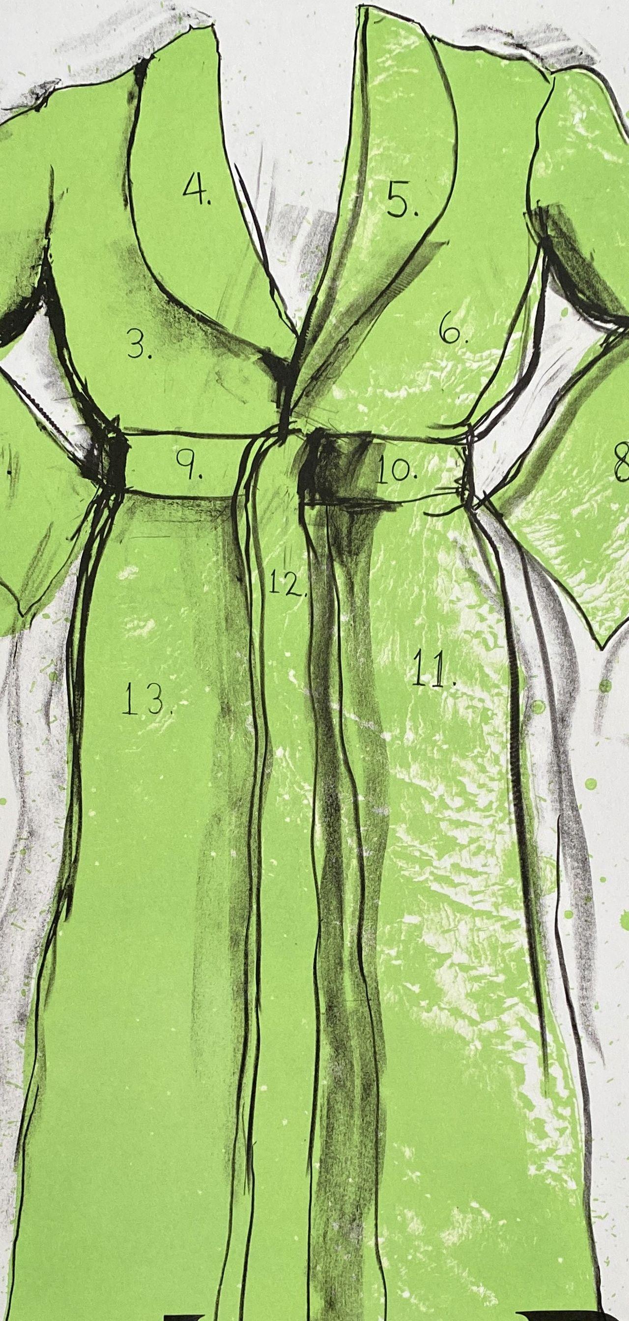 Le manteau vert - Lithographie originale signée à la main au crayon en vente 1