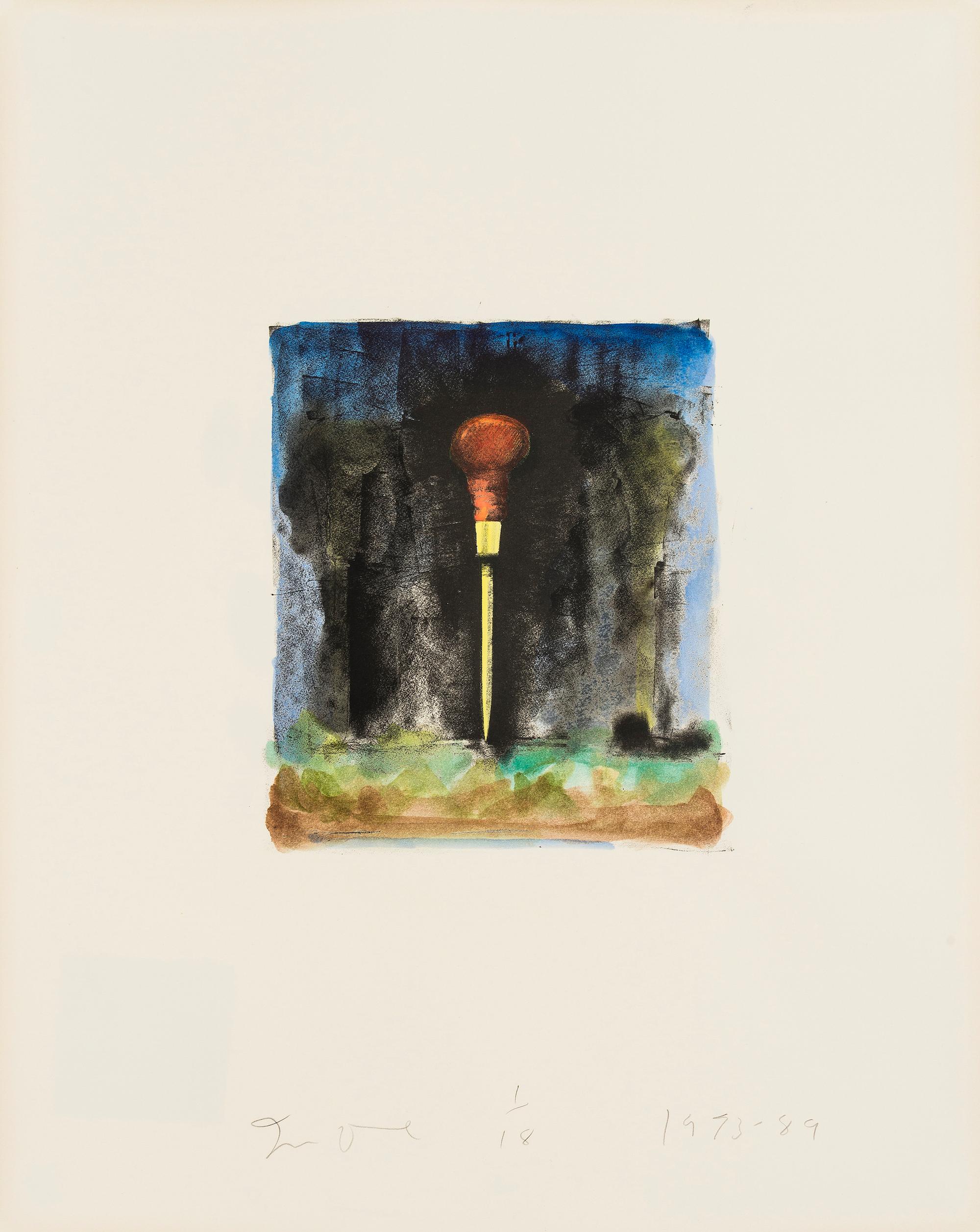  Untitled [Awl] -- Print, Lithograph, Hand-coloured, Tools by Jim Dine