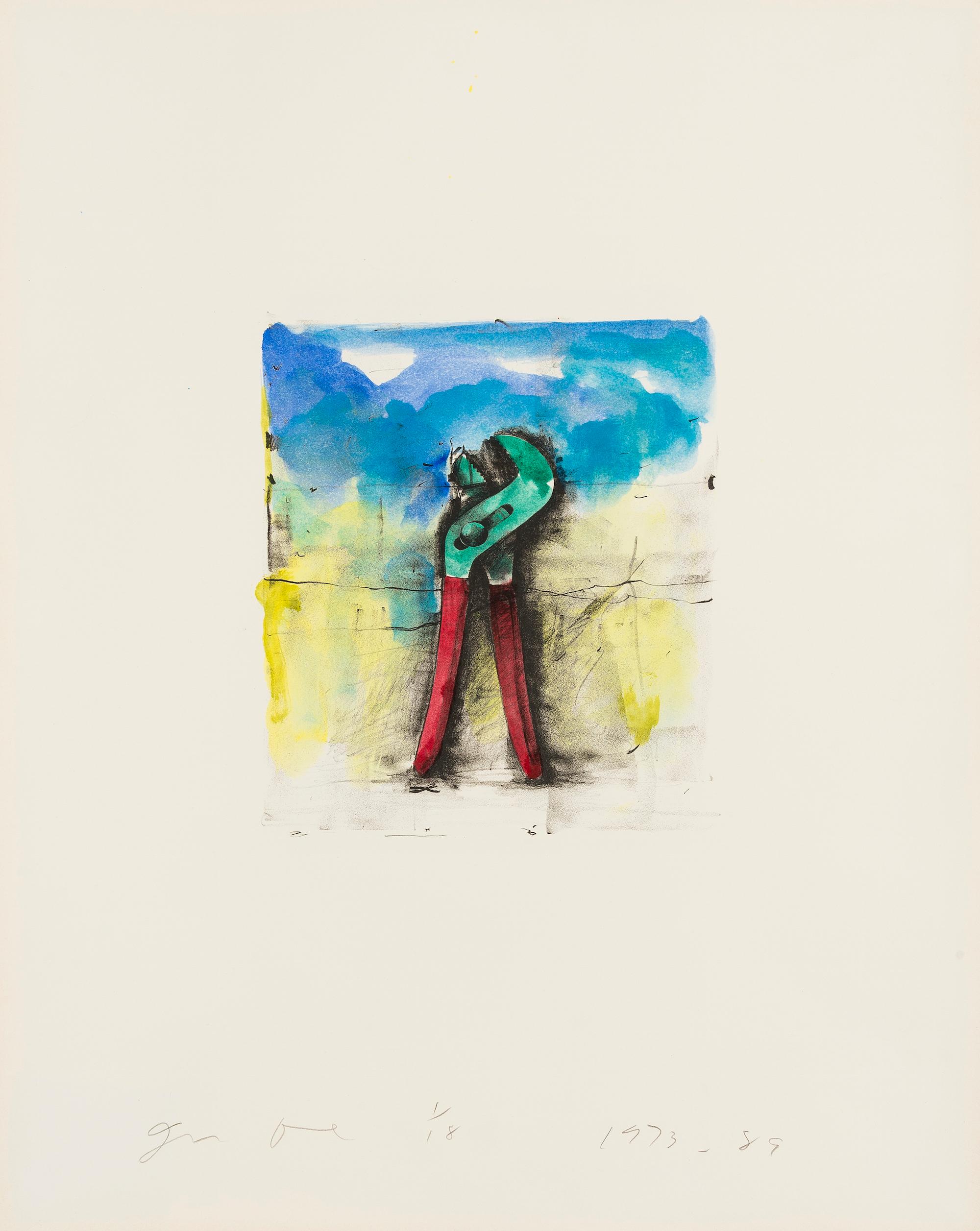 Untitled [Wrench] -- Print, Lithograph, Hand-coloured, Tools by Jim Dine