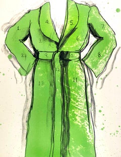 Vintage Jim Dine Green Bathrobe exhibition poster, 1970s retro pop art font