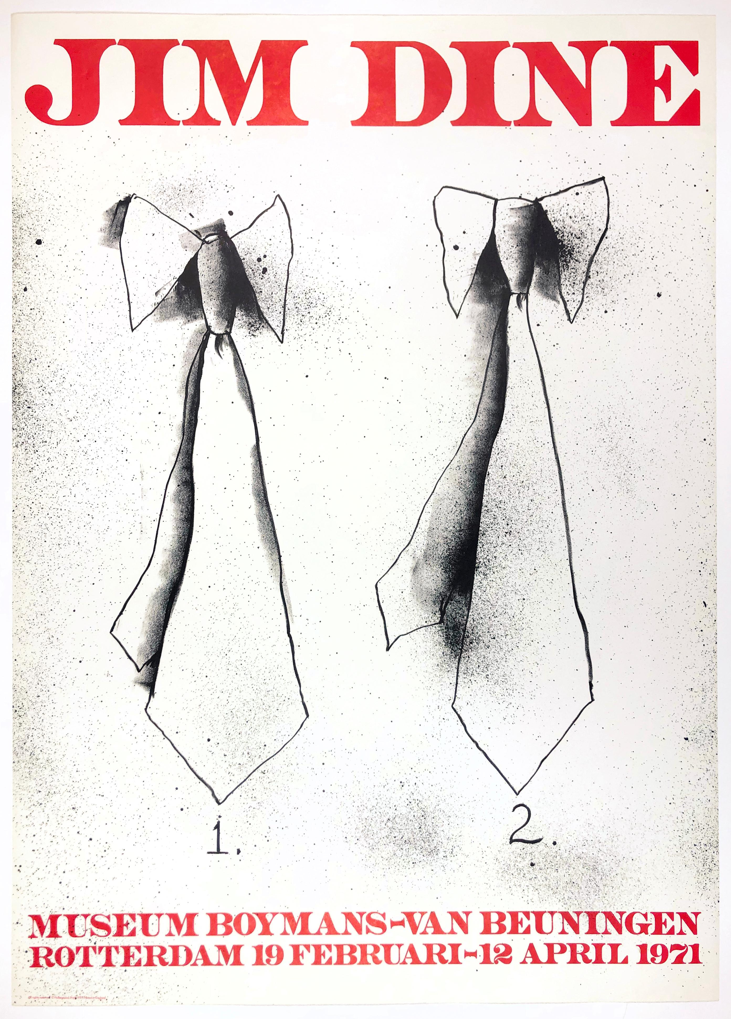Vintage Jim Dine poster Boymans Museum (Two Ties) red black 1970s retro pop art