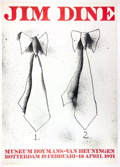 Vintage Jim Dine poster Boymans Museum (Two Ties) red black 1970s retro pop art