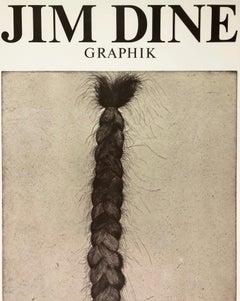 Vintage Jim Dine Poster Galerie Kornfeld (Braid second state) black and white