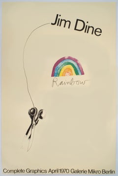 Vintage Jim Dine Póster firmado Gráficos completos Galerie Mikro 1970 arco iris pop