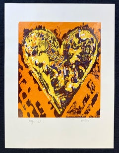 Woodcut Heart 1993 Signed Limited Edition Lithograph