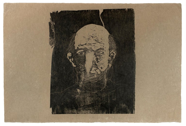 Jim Dine Portrait Print - Woodcut Self Portrait (unique state proof)