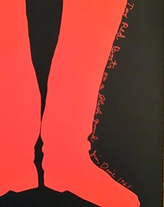 Jim Dine Serigraph Two Red Boots on a Black Ground