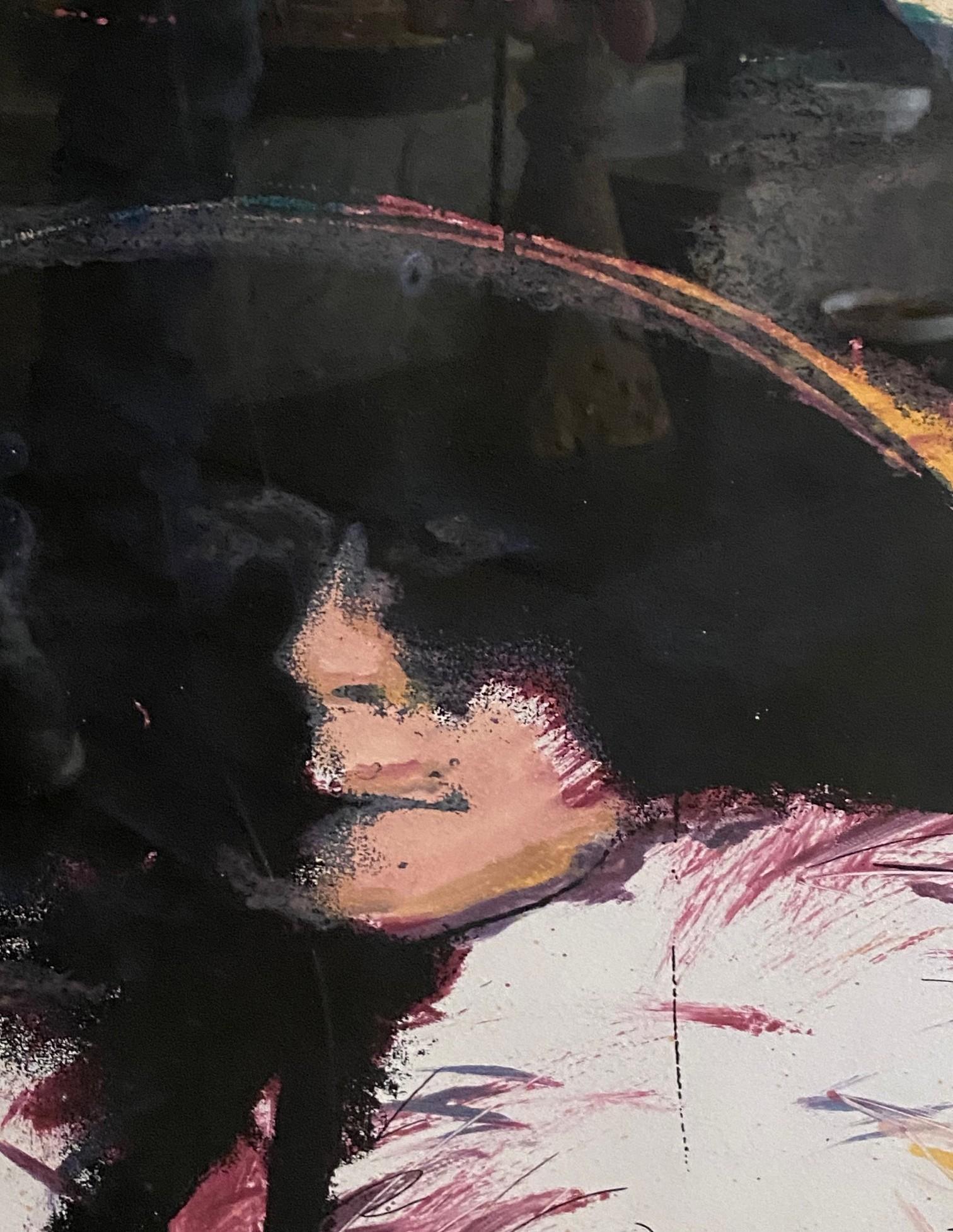 Jim Dine Grabado al aguatinta firmado y coloreado a mano de Hombre misterioso Vidrio en venta