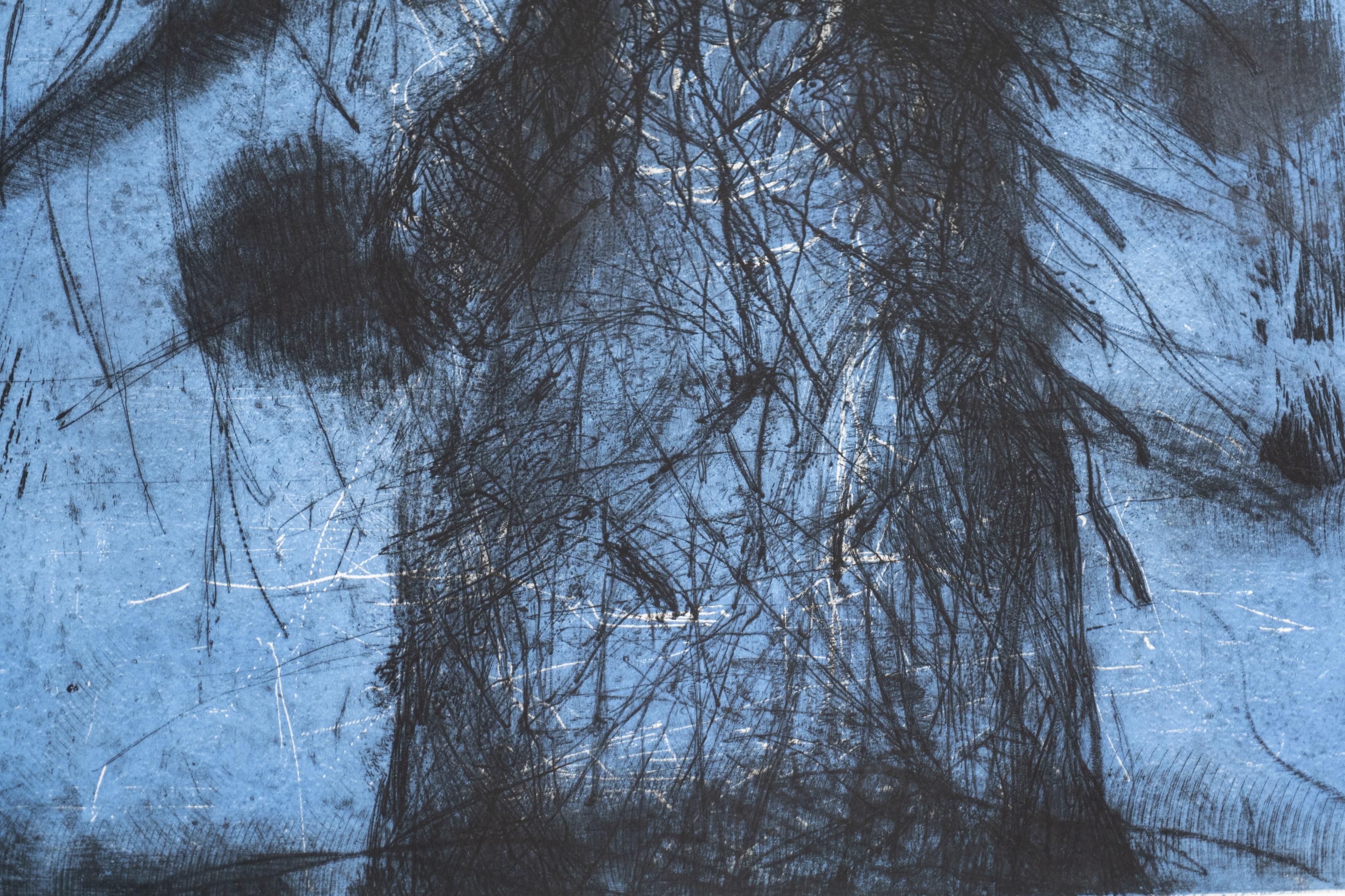 Jim Dine Signiert Blaue Bäume (Diptychon) Pop Art Satz von zwei Radierungen Drucke im Angebot 3