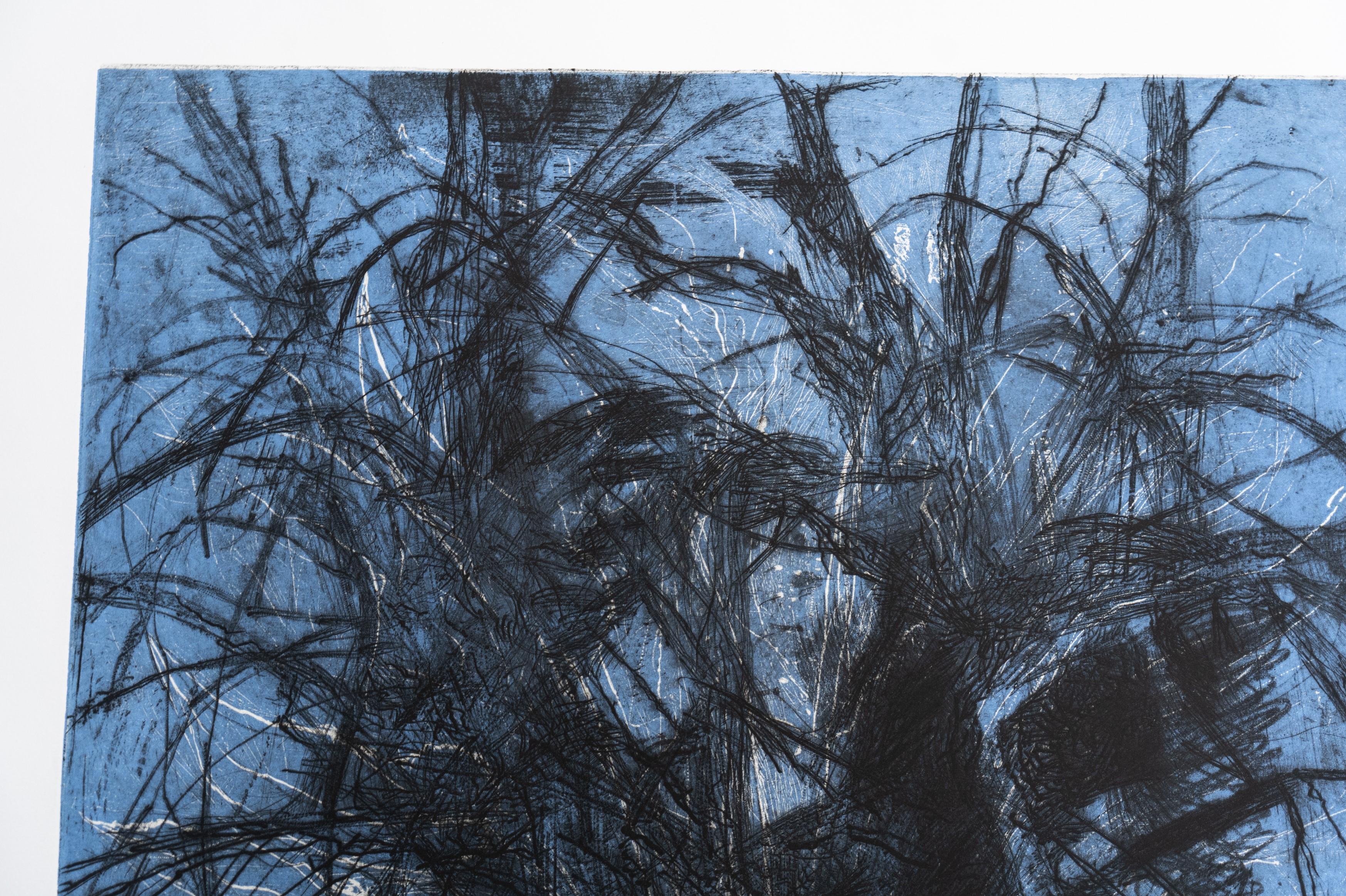 Modern Jim Dine Signed Blue Trees (Diptych) Pop Art Set of Two Etchings Prints For Sale