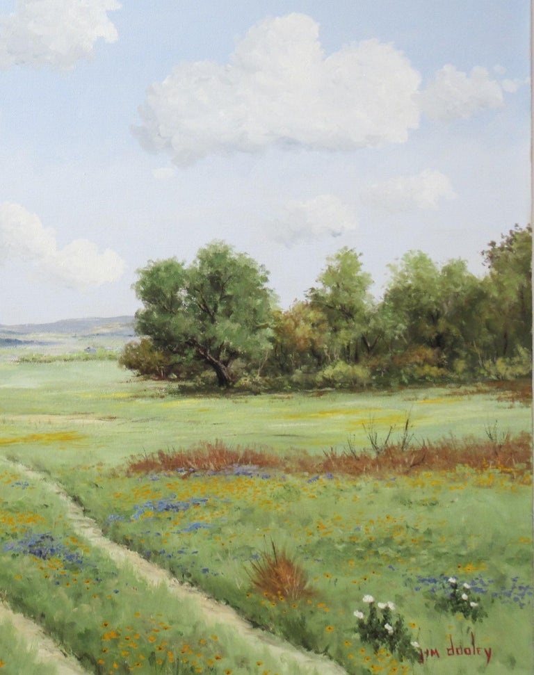 Texas Sendero with clear Blue Sky - American Impressionist Painting by Jim Dooley
