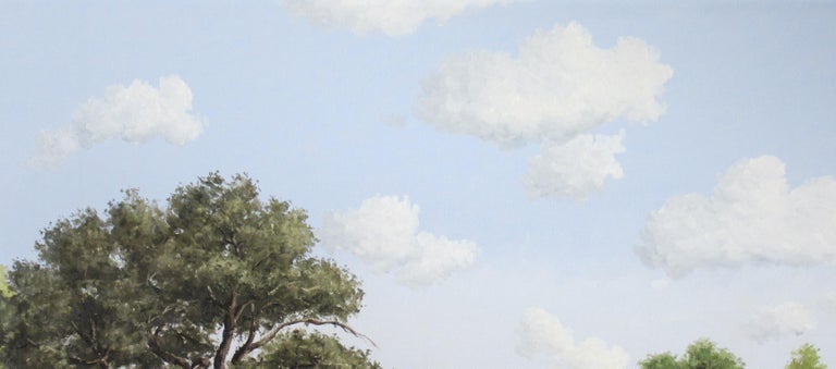 Texas Sendero with clear Blue Sky - Gray Figurative Painting by Jim Dooley
