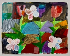 Colorful Mixed Media Collage Painting Miami Artist Jim Drain Abstract Flowers