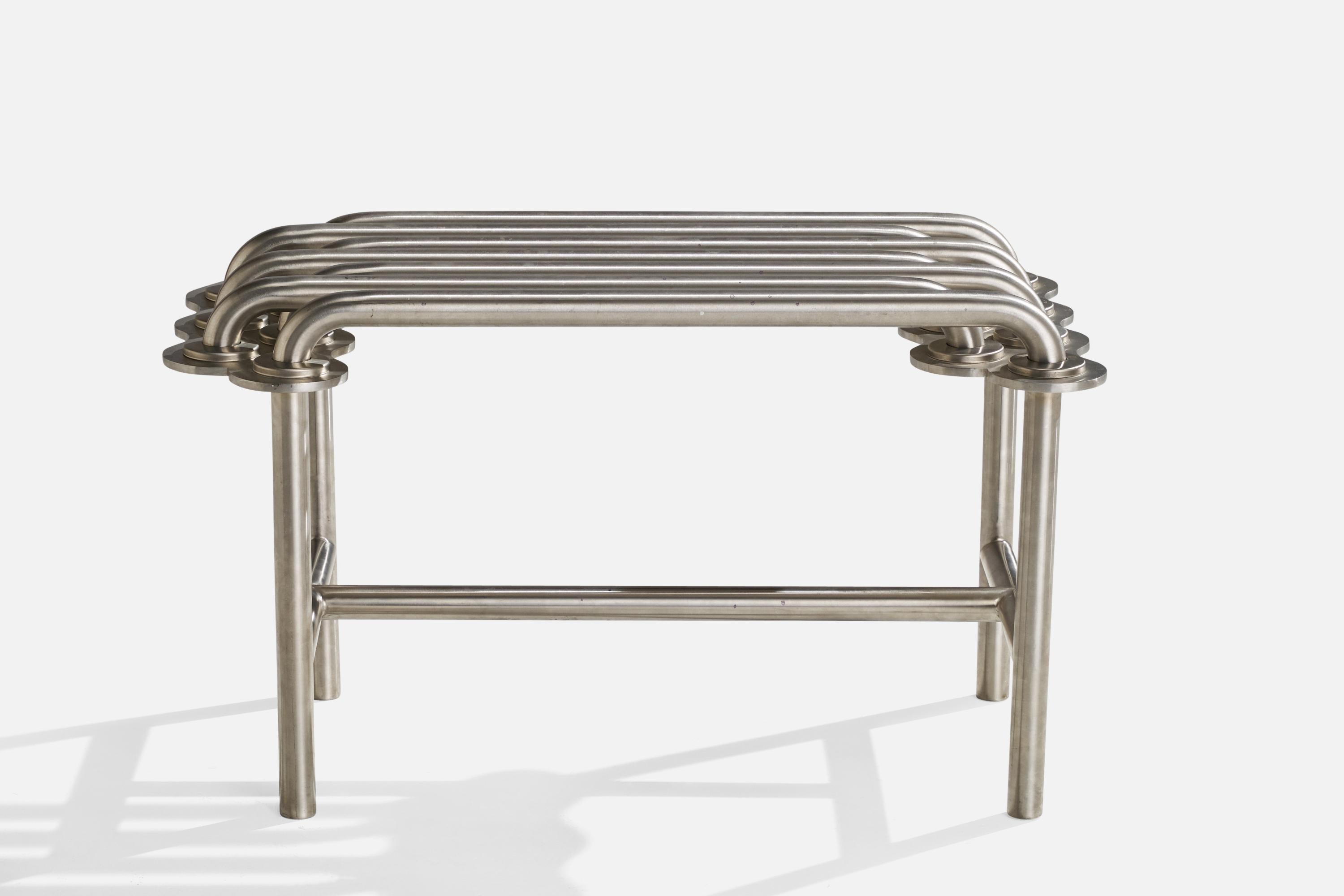 American Jim Drain, Unique Bench, Stainless Steel, Aluminium, USA 2000s For Sale