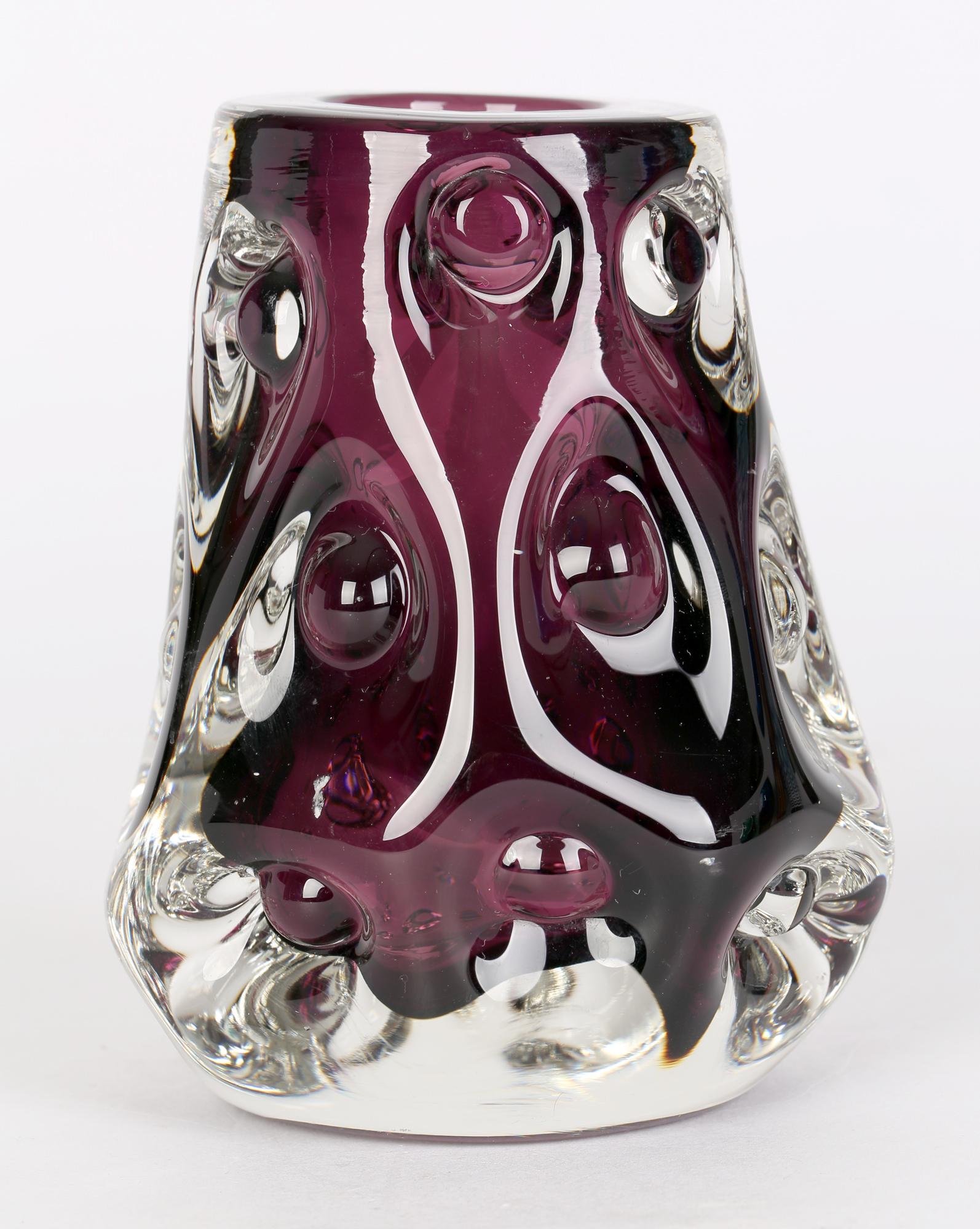 Jim Dyer Liskeard Cornish Amethyst Knobbly Glass Vase For Sale 4