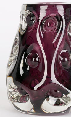 Jim Dyer Liskeard Cornish Amethyst Knobbly Glass Vase