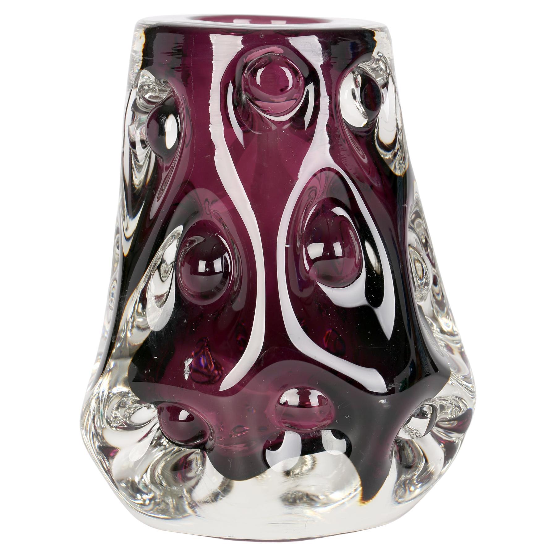Jim Dyer Liskeard Cornish Amethyst Knobbly Glass Vase For Sale