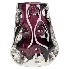 Retro Jim Dyer Liskeard Cornish Amethyst Knobbly Glass Vase