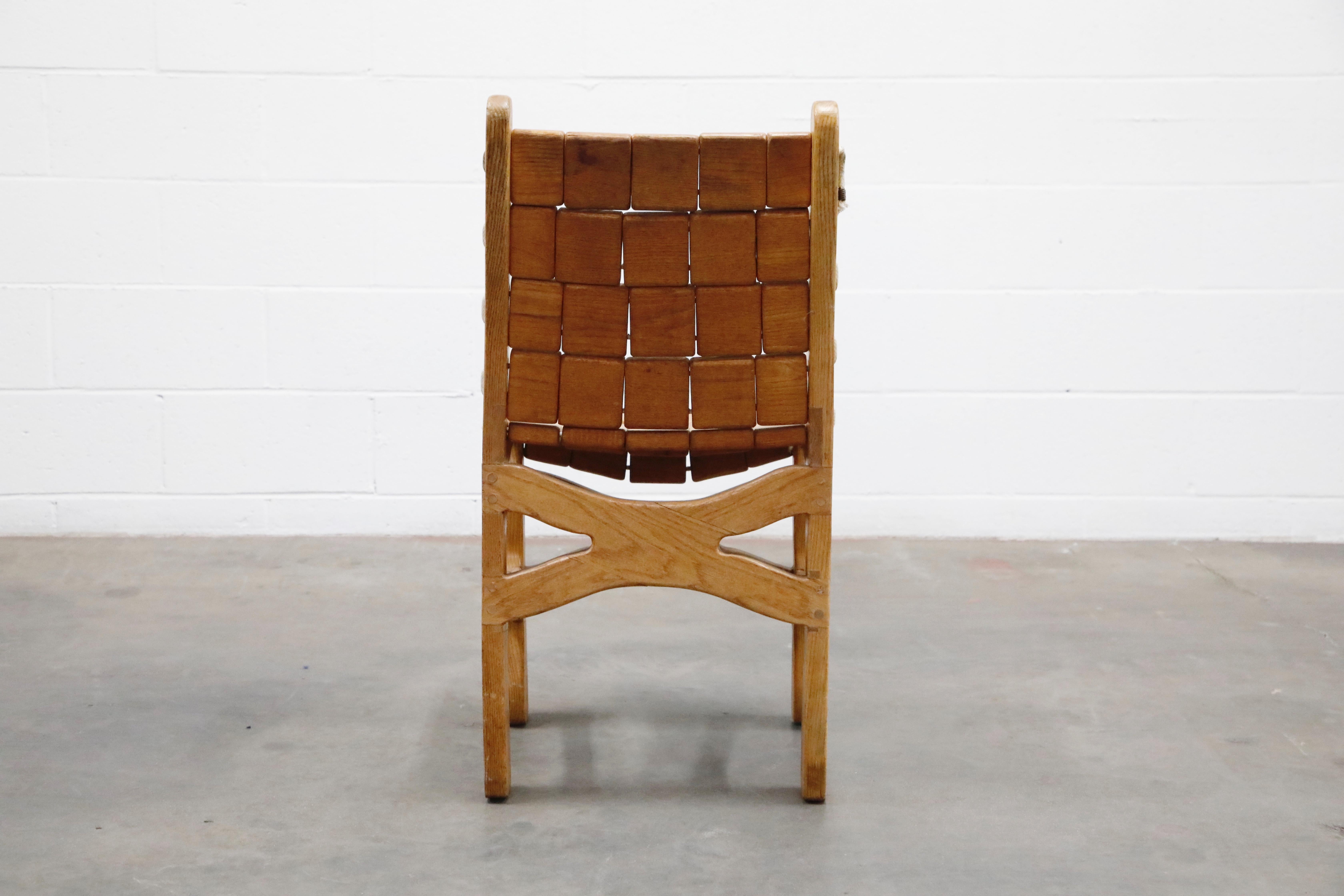 Jim Geier for Vermont Folk Rocker Craftsman Oak Wood Block Dining Chairs, 1970s 1
