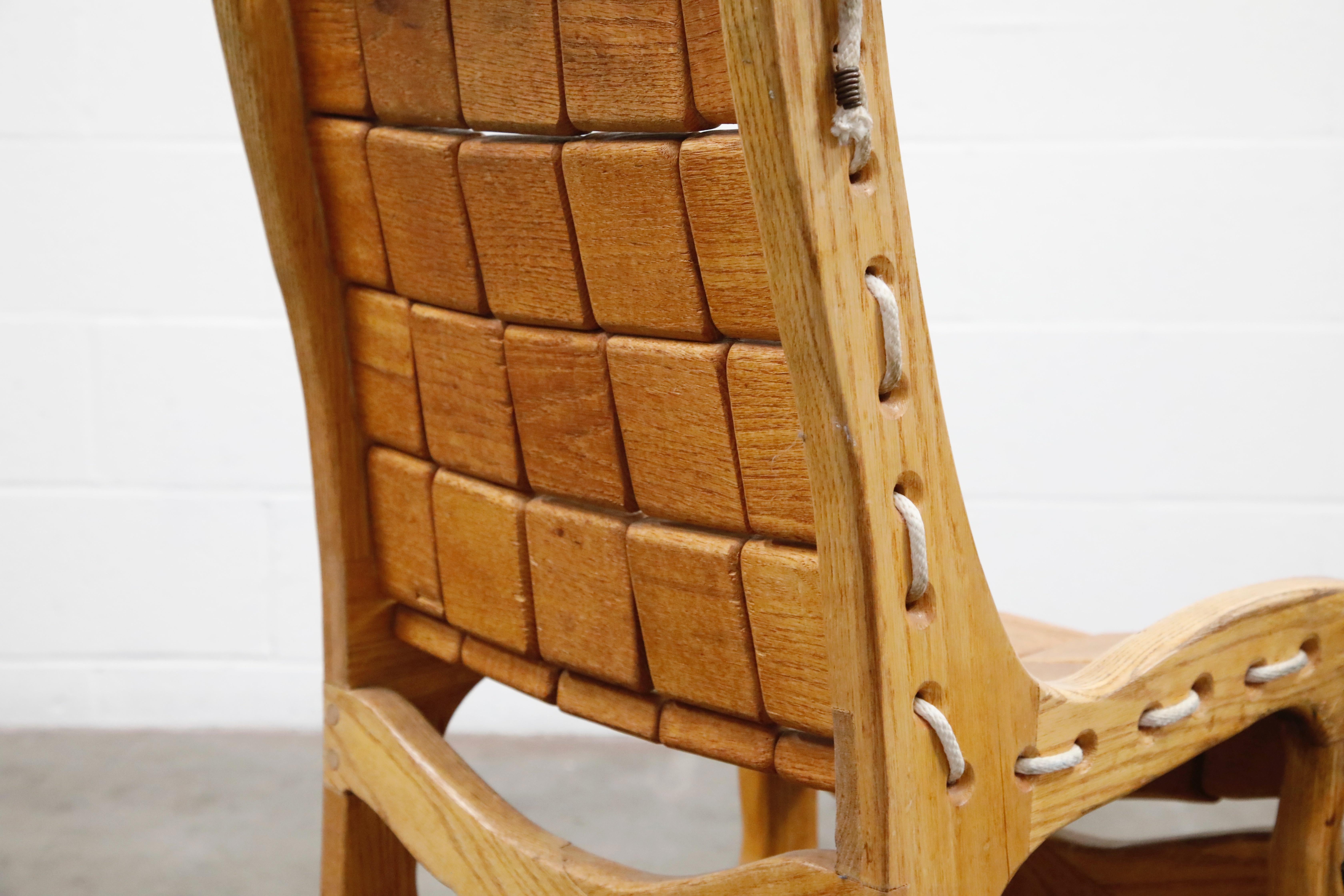 Jim Geier for Vermont Folk Rocker Craftsman Oak Wood Block Dining Chairs, 1970s 10