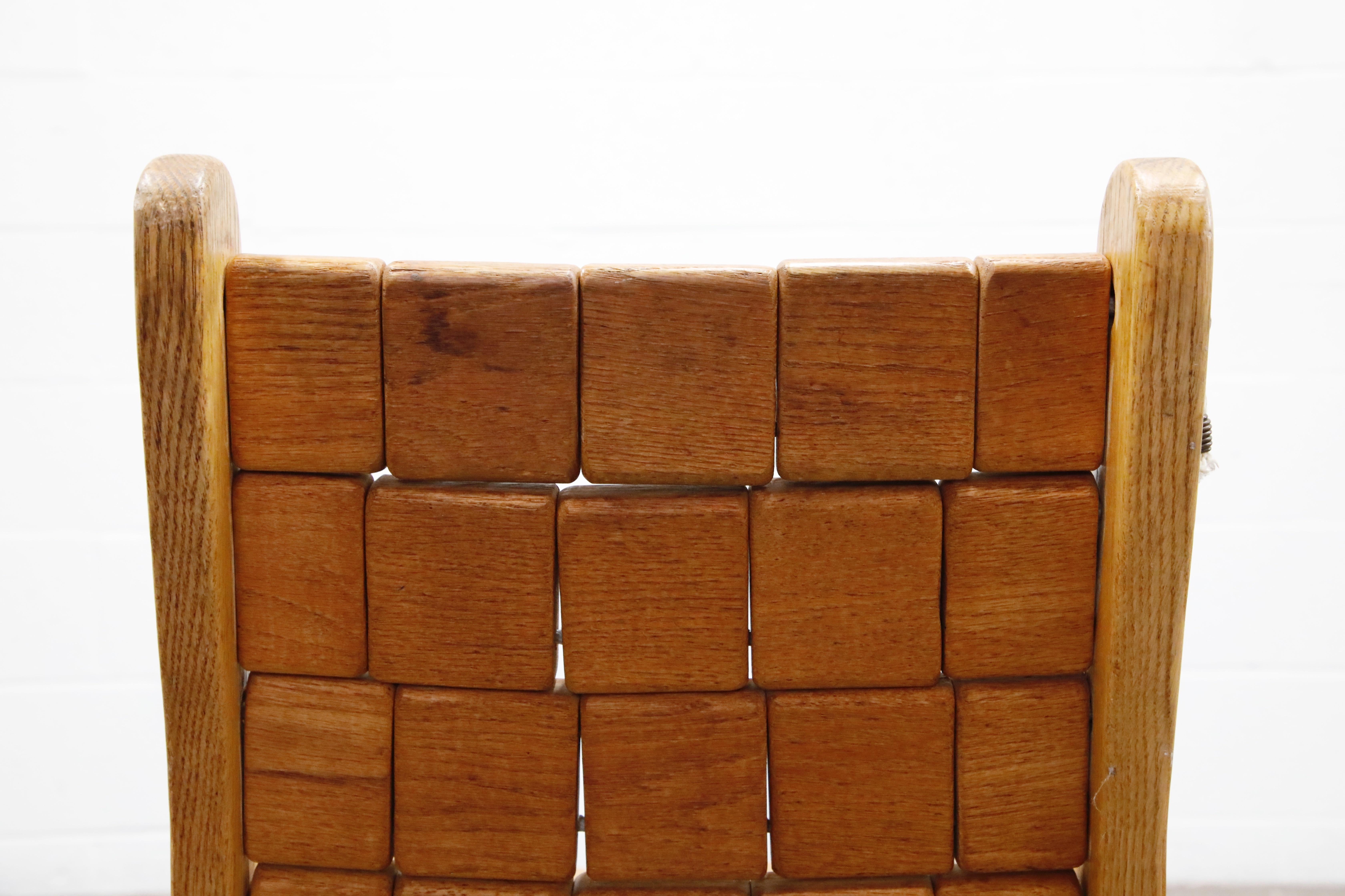 Jim Geier for Vermont Folk Rocker Craftsman Oak Wood Block Dining Chairs, 1970s 11