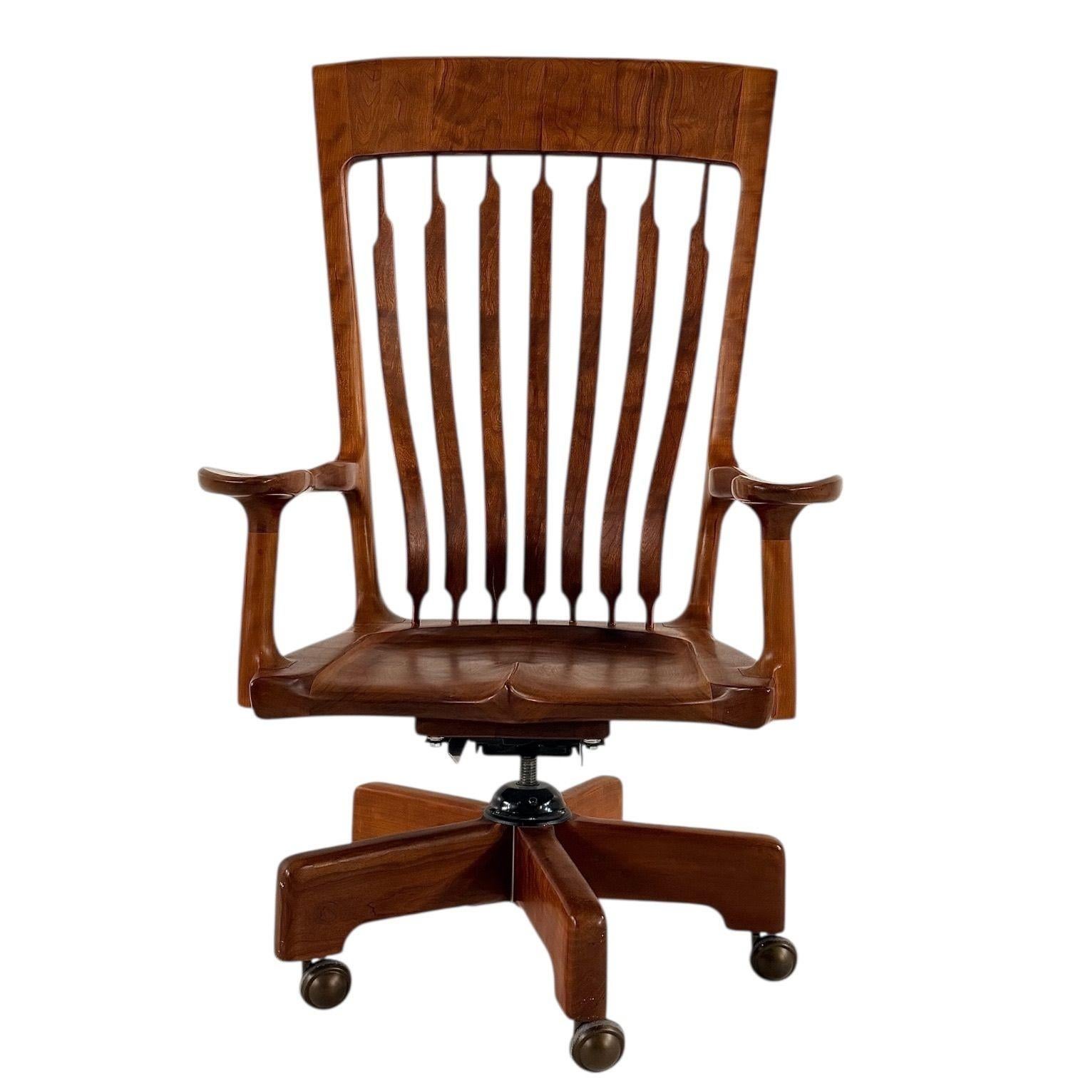 Américain Jim Hammer Walnut High Back Desk Chair, 1970 en vente