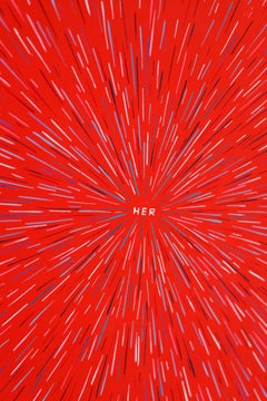 "HER" Text-Based, Abstract Painting, Acrylic on Panel, Framed, 21st Century