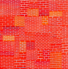 "RED WALL" Acrylic collage on panel 