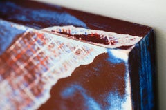 "SHALLOWS I" Blue, Red, and White Acrylic Collage on Canvas