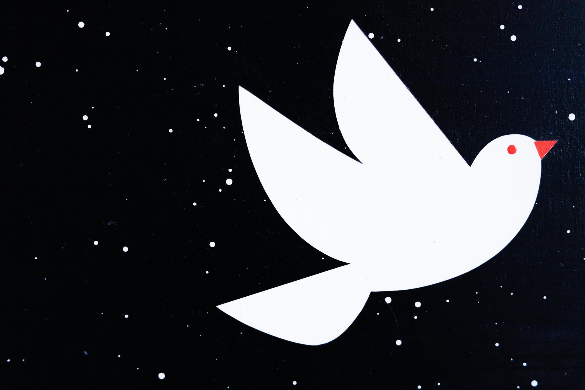 „SPACE DOVE“ Acryl auf Tafel (Zeitgenössisch), Painting, von Jim Houser