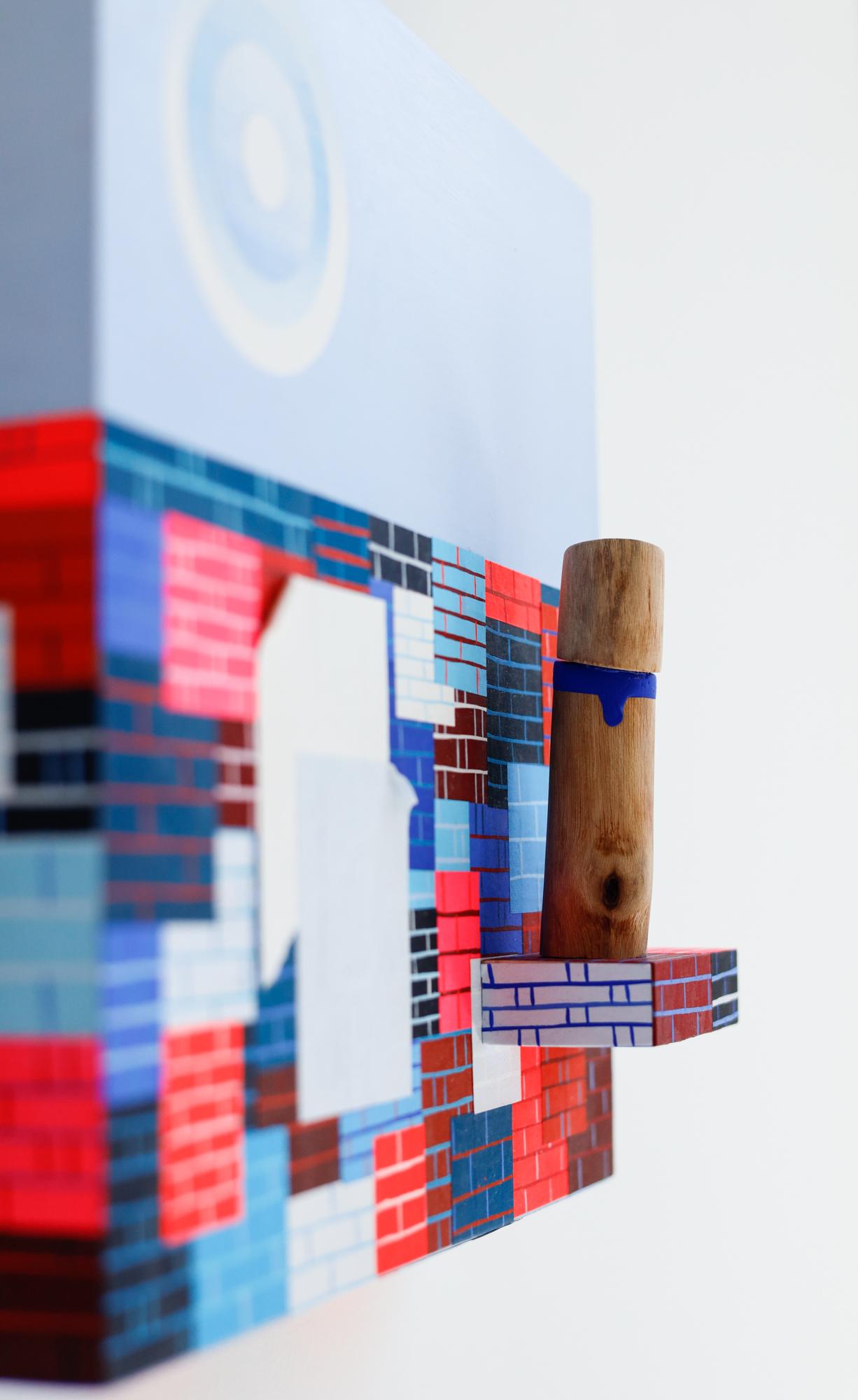 Abstrakte Assemblage „RECLAIMERS“, gefundene Objekte, Acrylfarbe im Angebot 2